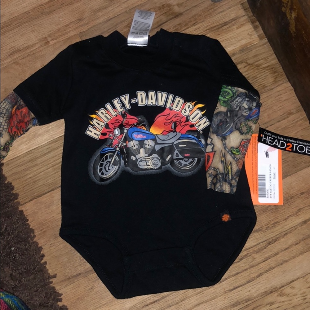 Baby Harley-Davidson fake tattooed sleeved onesie!